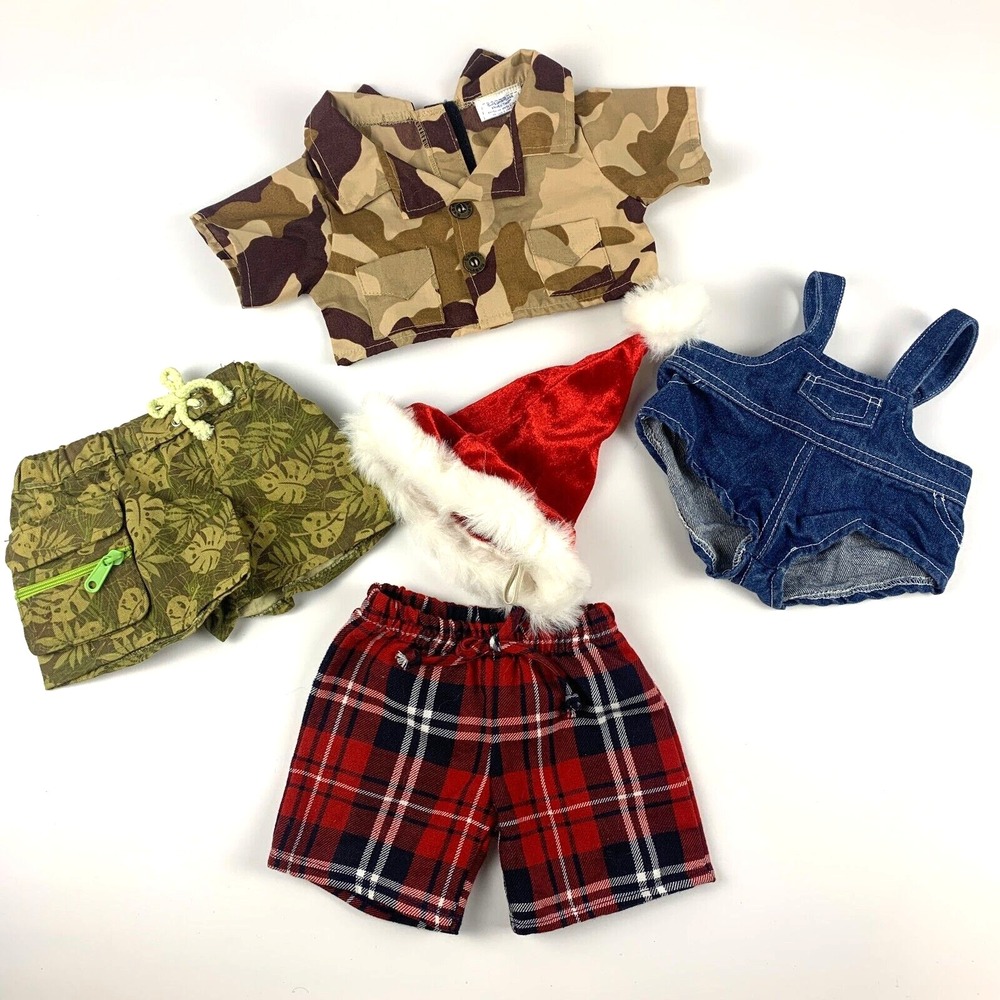 Build A Bear Clothing Lot of 5 Santa Hat Camo Shirt Cargo Shorts Overalls Pajama